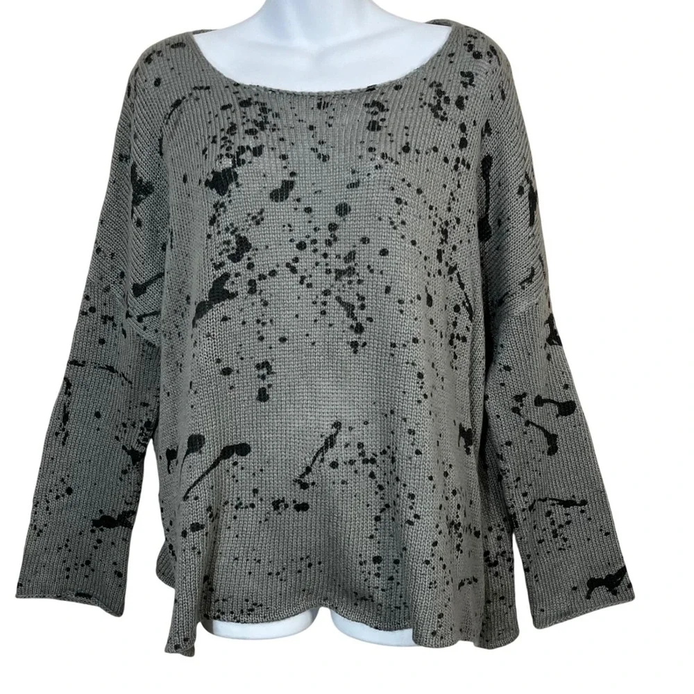 Wooden Ships‎ Splatter Sweater In Cement/Black Size Med/Large